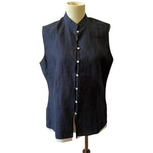 JASMINE LINEN VEST TOP FITS A M LINEN MINIMALIST BREATHABLE BACK FLAP CLASSIC